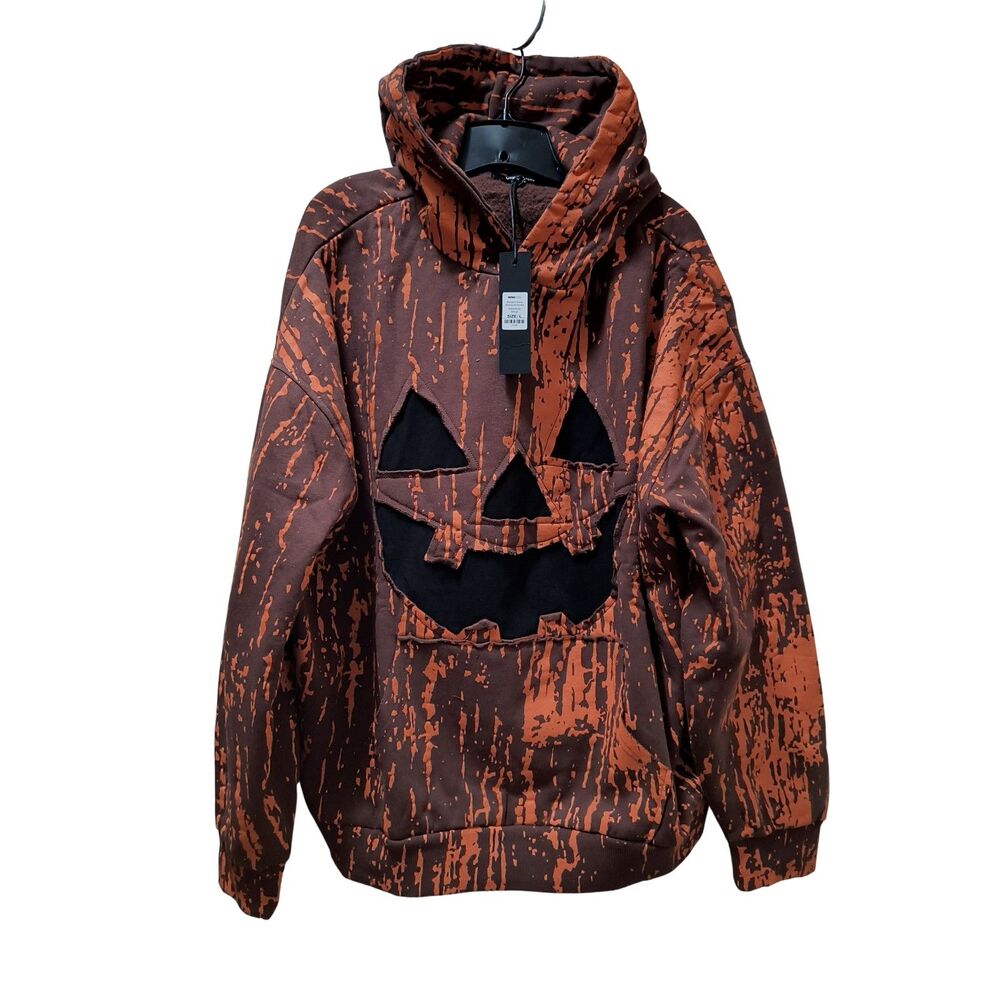 Novamen Pumpkin Camo Oversized Hoodie Men’s Large Orange Brown